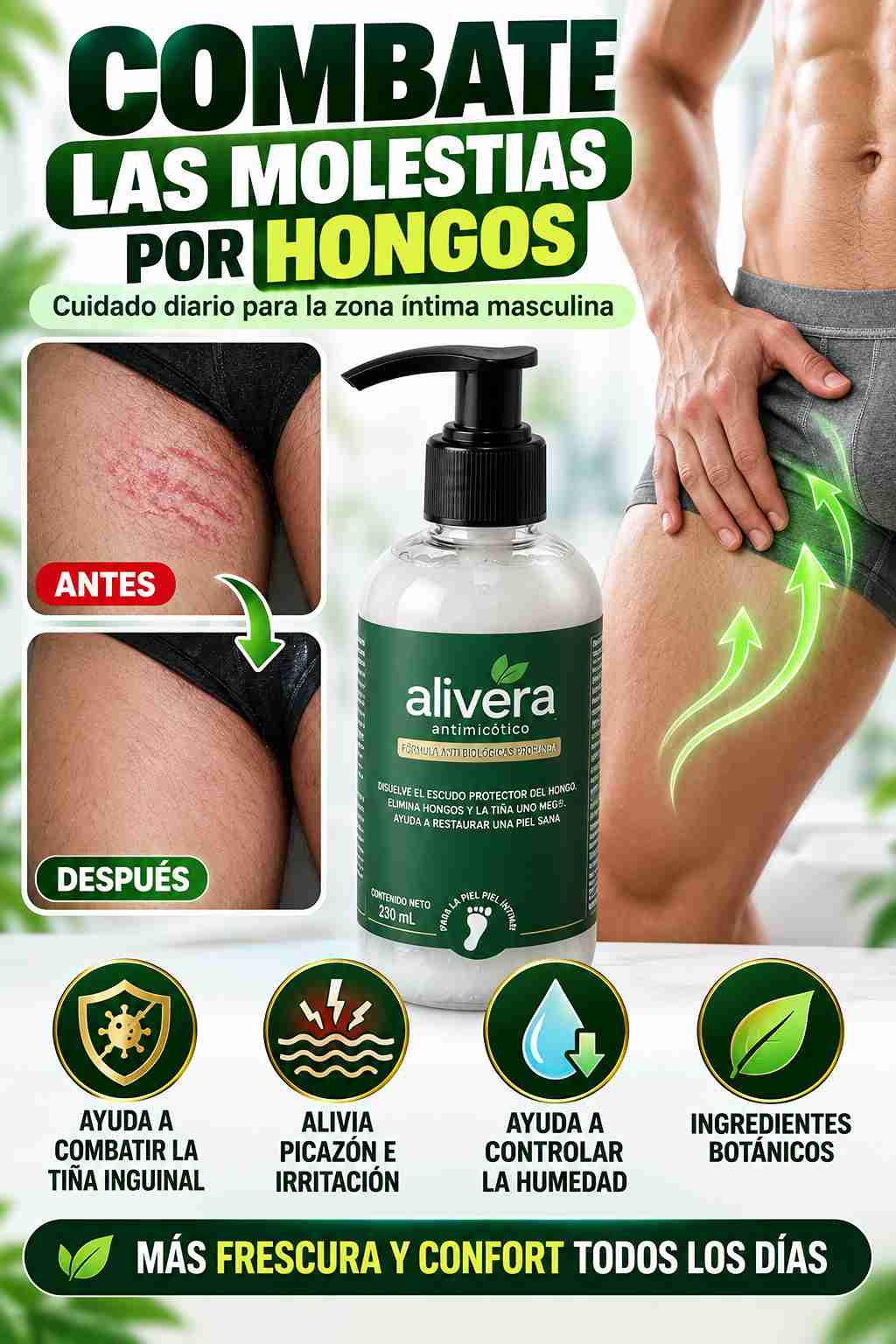Jabón Antifúngico Alivera® Anti Tiña Inguinal - Formula natural para hongos en la piel.