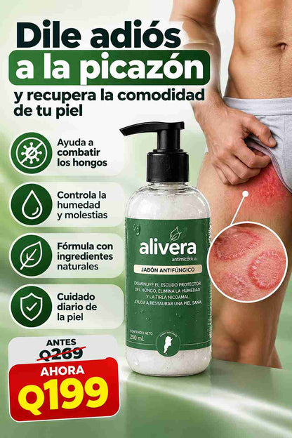 Jabón Antifúngico Alivera® Anti Tiña Inguinal - Formula natural para hongos en la piel.