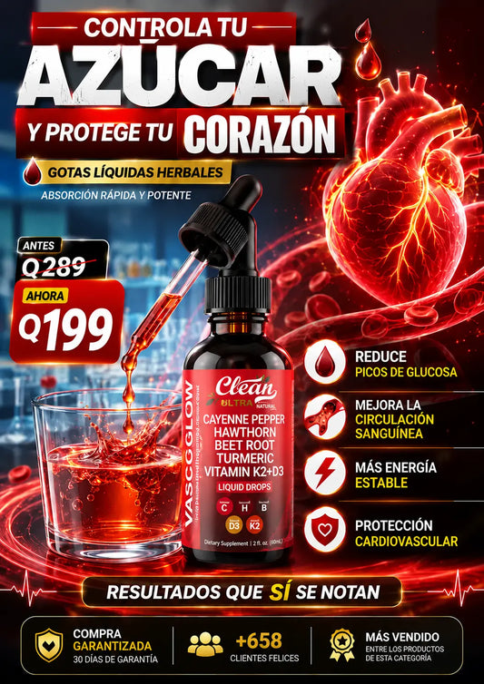Clean Nutra® VascuGlow | Controla el Azúcar y Protege tu Corazón